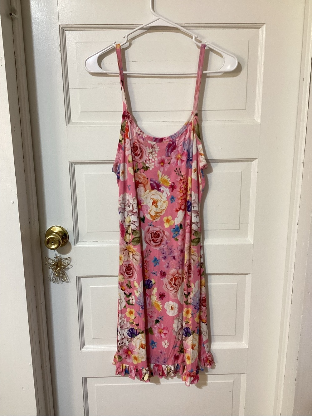 Posh Peanut Pink Floral Ruffle Slip Dress